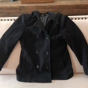 Black hooded pea coat